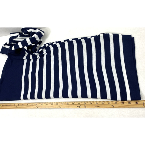 Women Nautical Sweater Size Large Blue White Stripe Coastal Long Sleeve Pullover - Picture 7 of 9